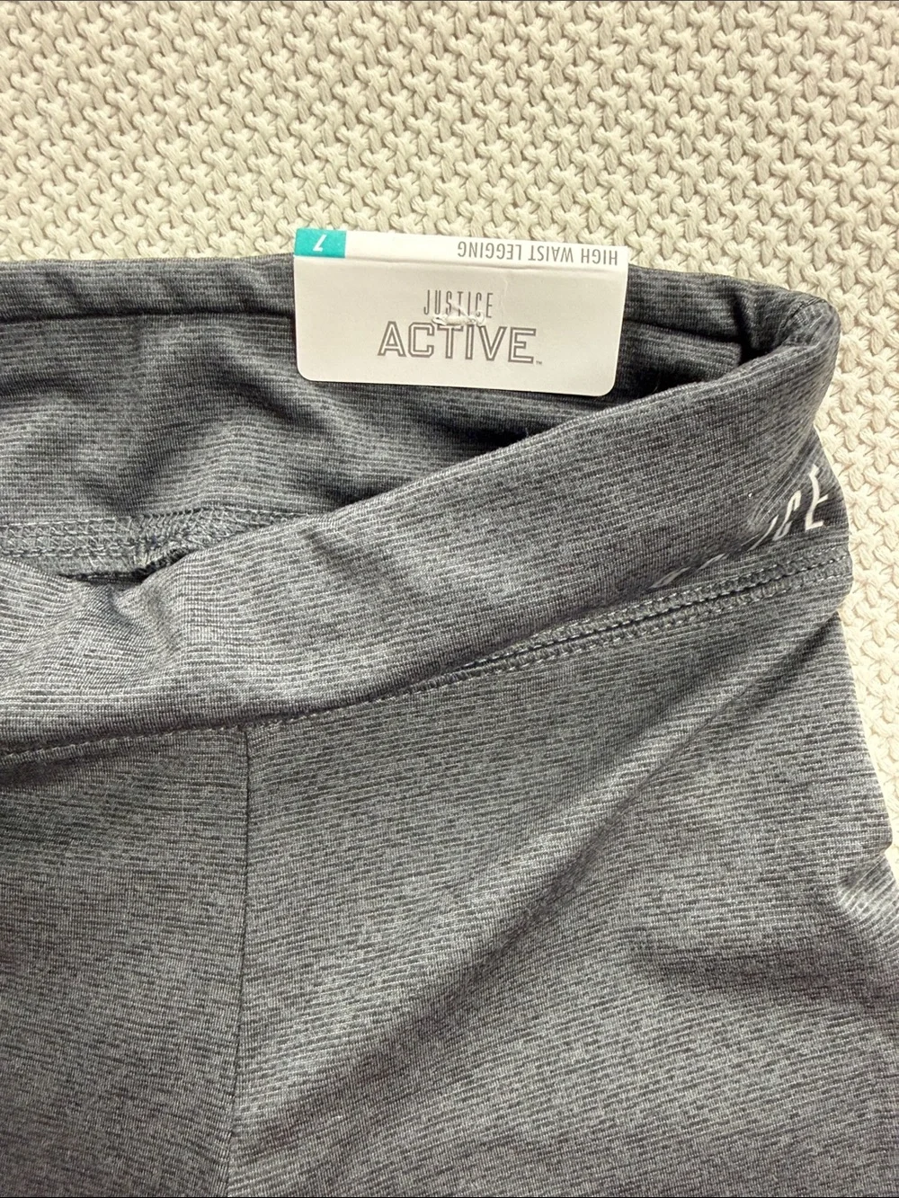 Bundle Justice Black Girls' Leggings with Gray Logo Patch